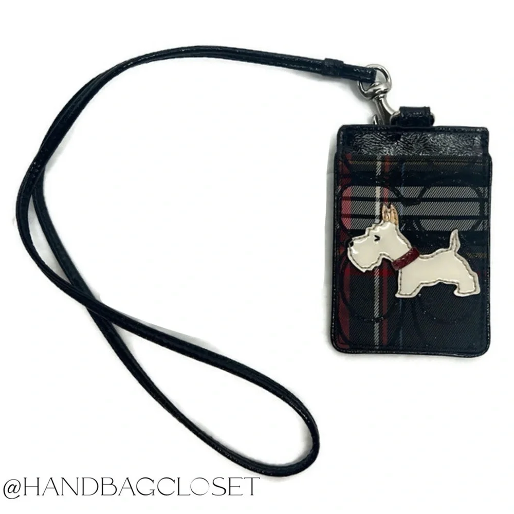 Coach Plaid Scottish Terrier White Dog Vintage Lanyard